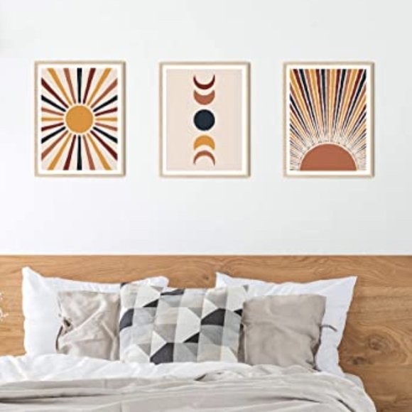Set of 3 Mid Century Modern Wall Art Prints Boho - Picture 2 of 7